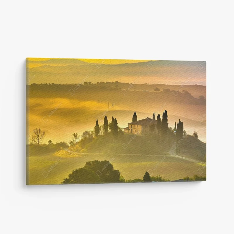 Canvas print Tuscany sunrise over golden hills