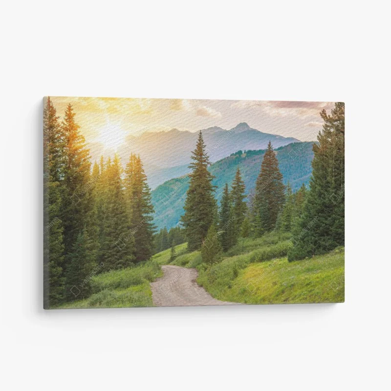 Canvas print Colorado mountain sunrise trail