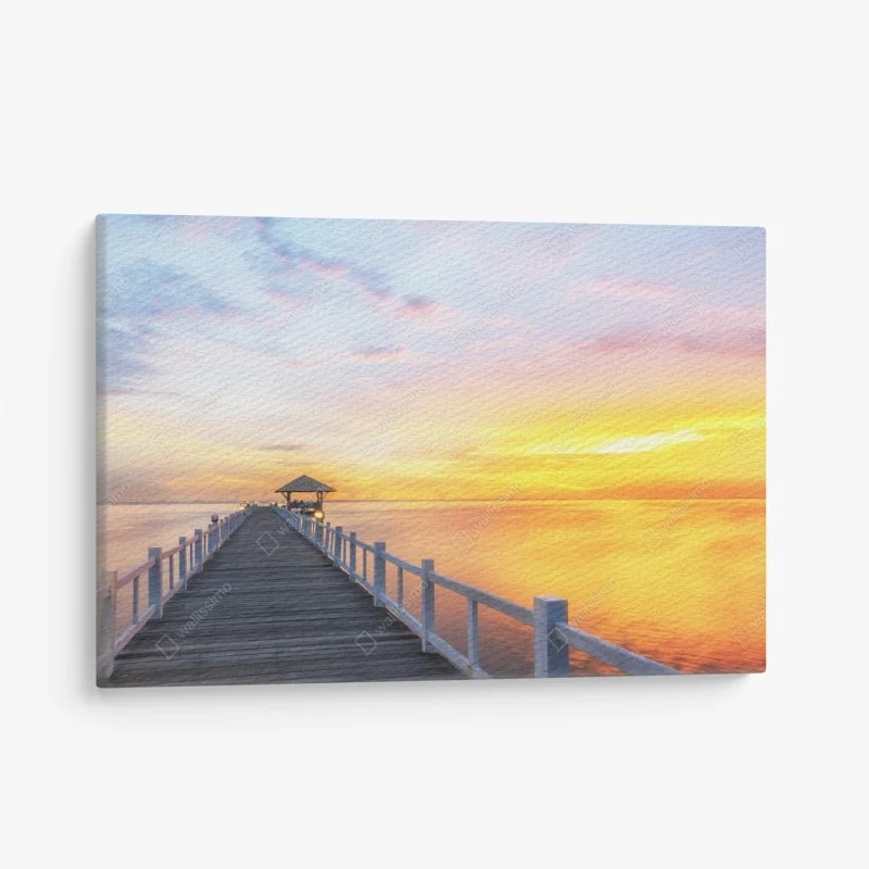 Canvas print wooden pier at sunrise