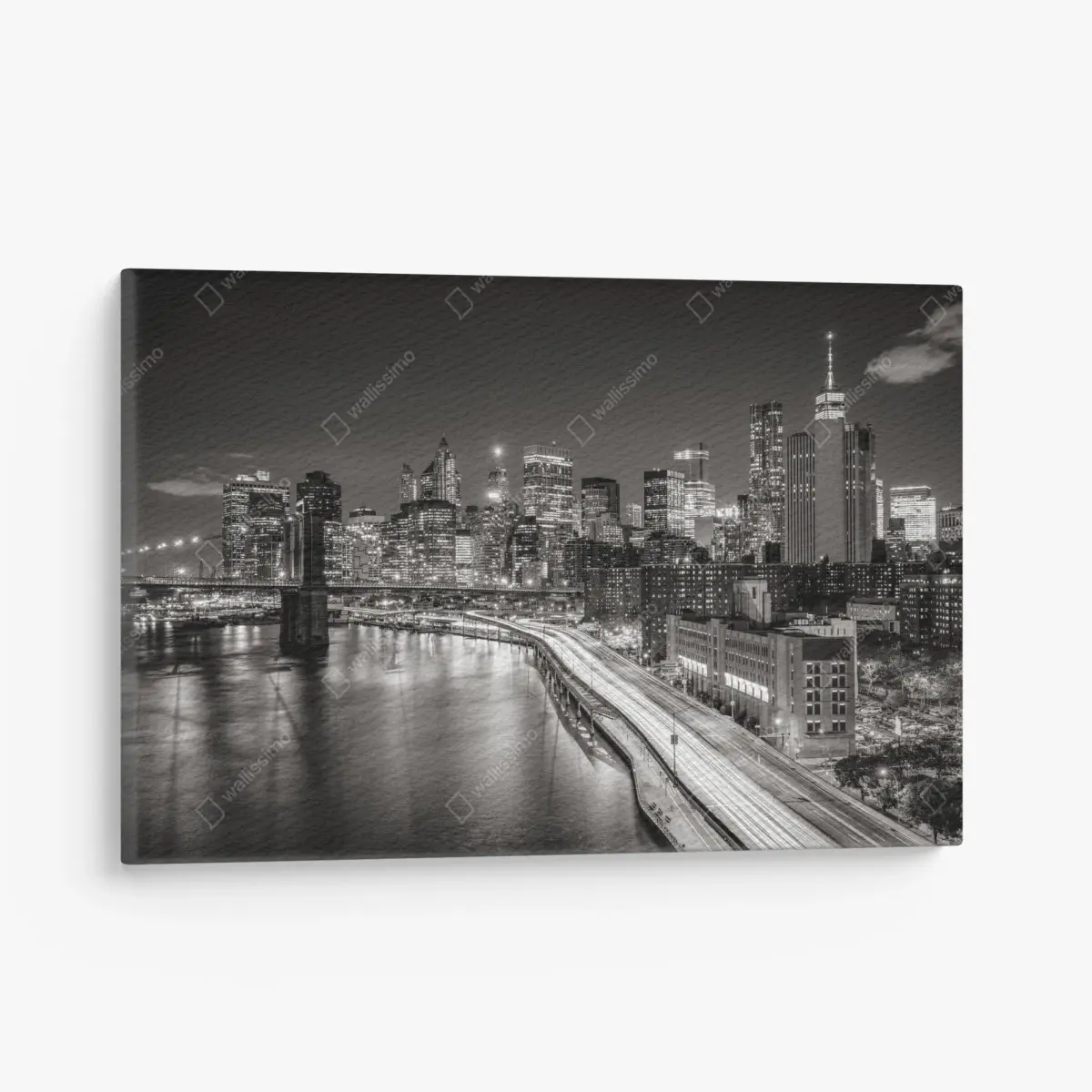Canvas print monochrome city skyline at night ⁕ Wallissimo® Canvas print monochrome city skyline at night ⁕ Wallissimo®