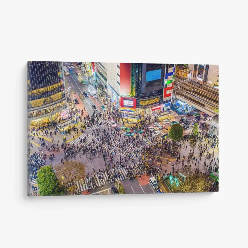 Canvas print Shibuya crossing night cityscape