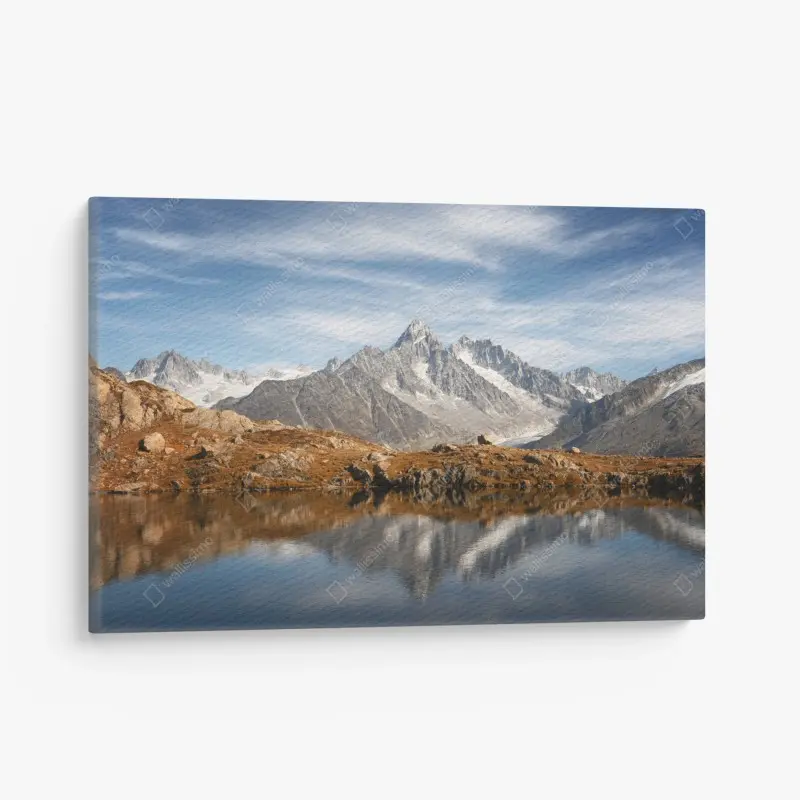 Canvas print tranquil alpine peaks reflected in lake