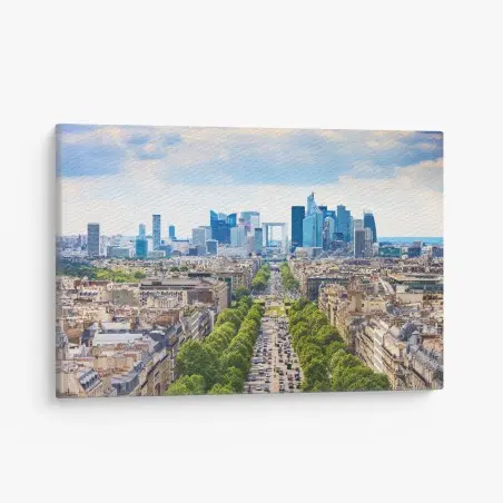 Canvas print Paris skyline over tree-lined avenue • Wallissimo®