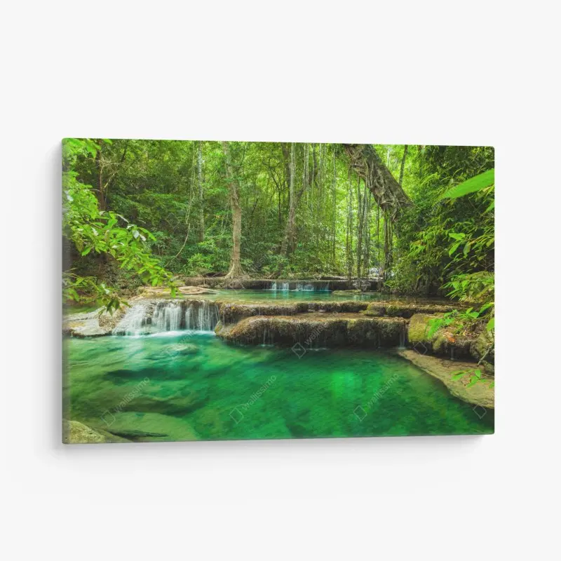 Canvas print serene turquoise pools at Erawan waterfall