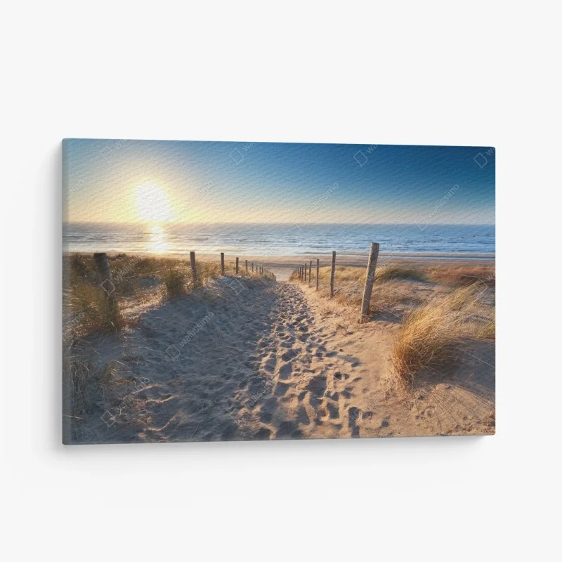 Canvas print sunset path to the sea in Zandvoort