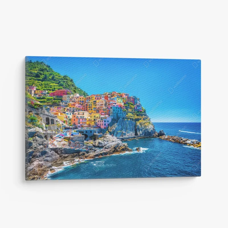 Canvas print colorful cliffside village by the sea