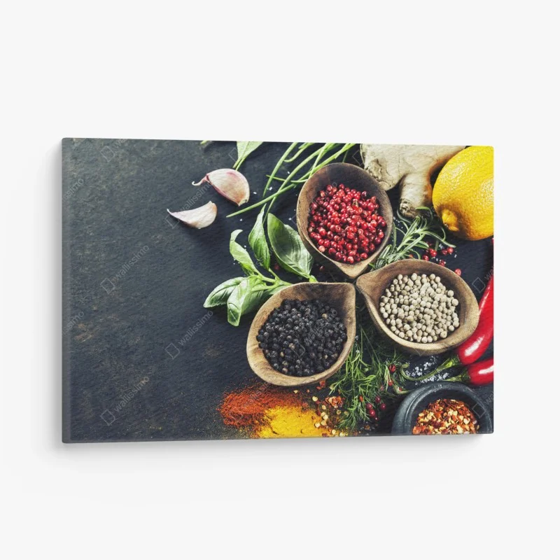 Canvas print vibrant spices and fresh herbs