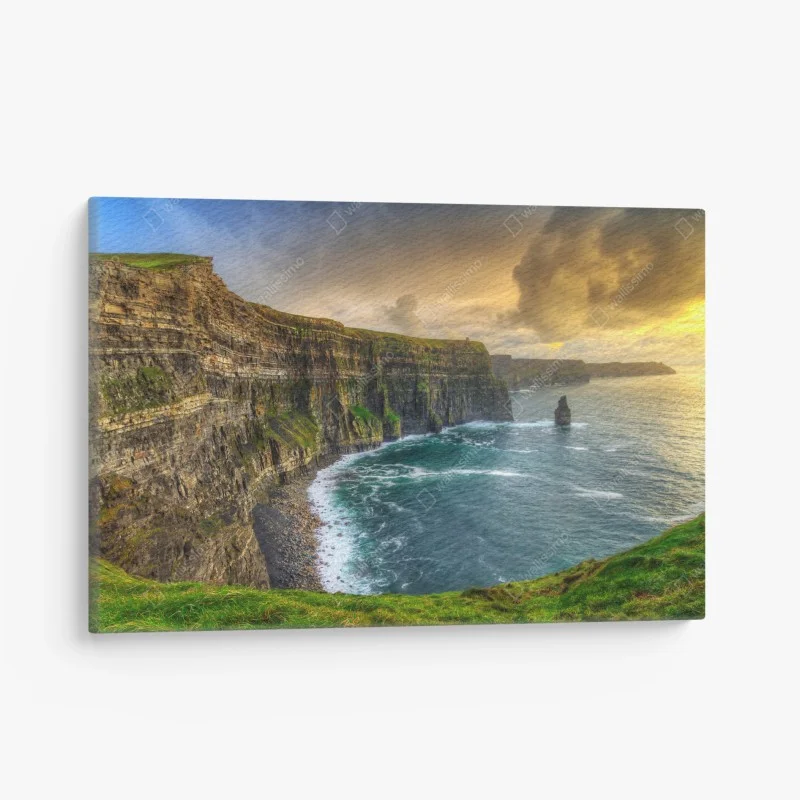 Canvas print dramatic coastal cliffs at sunset