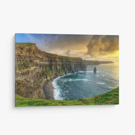 Canvas print dramatic coastal cliffs at sunset • Wallissimo®