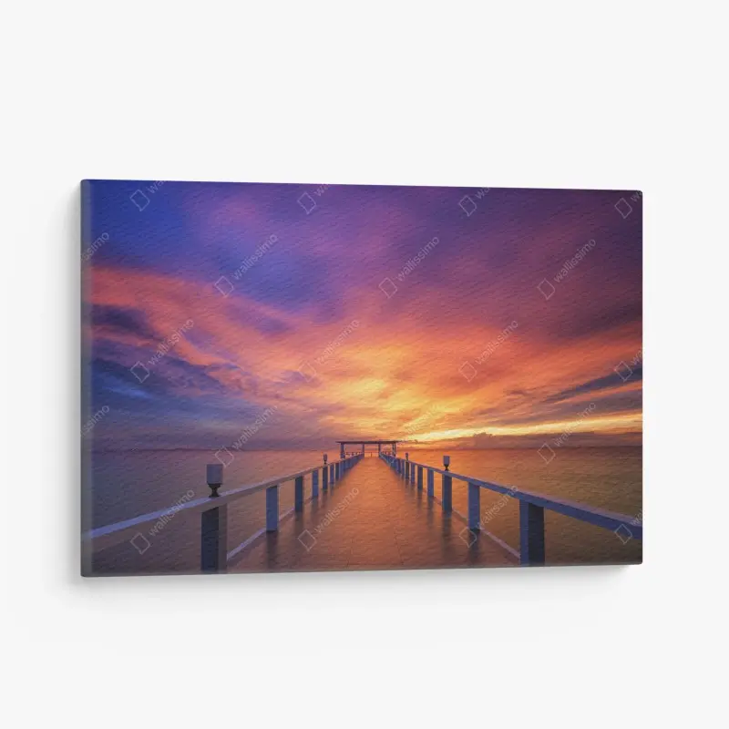 Canvas print sunset pier at island beach