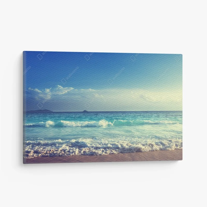 Canvas print Seychelles beach at sunset