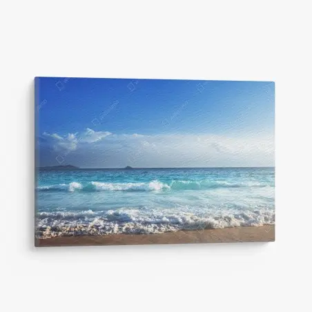 Canvas print tropical Seychelles beach at sunset • Wallissimo®