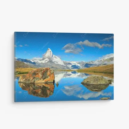 Canvas print Matterhorn reflection over alpine lake • Wallissimo®