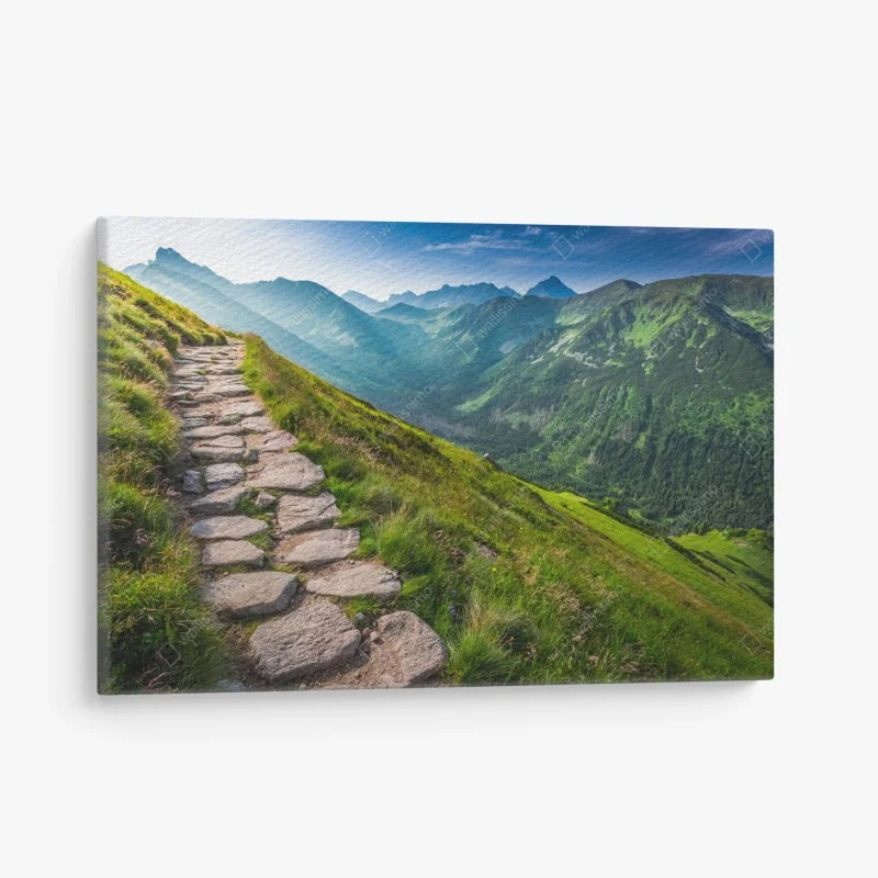 Canvas print Tatras mountain footpath at sunrise