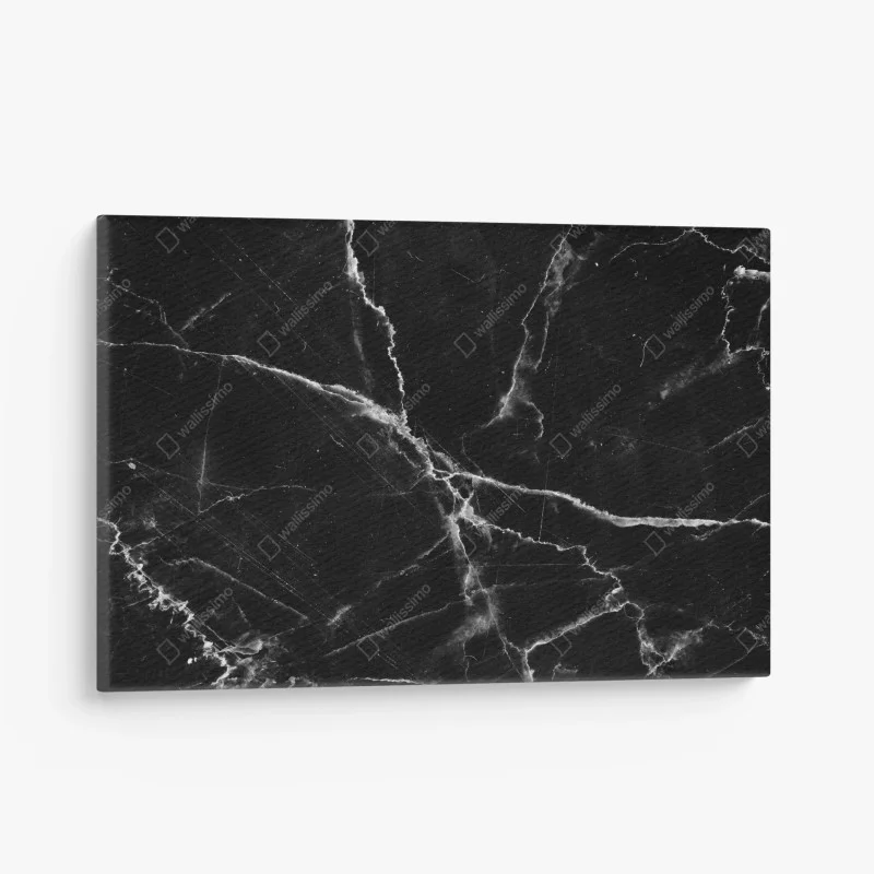 Canvas print black marble veined texture