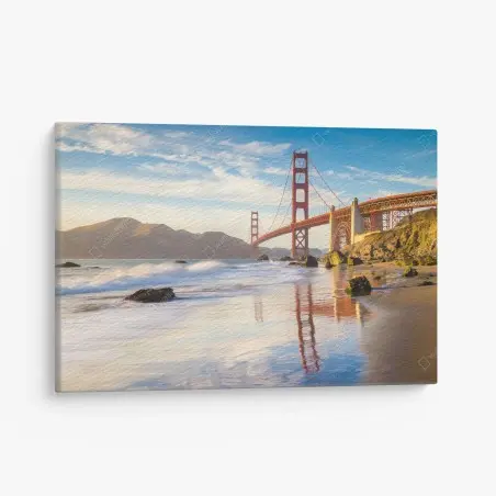 Canvas print Golden Gate Bridge at sunset • Wallissimo®