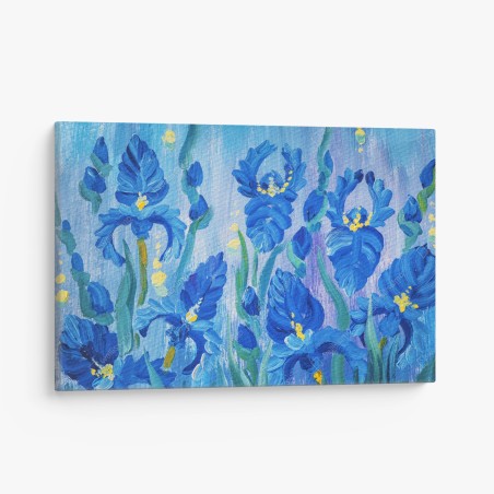 Canvas print vibrant blue iris bouquet • Wallissimo®