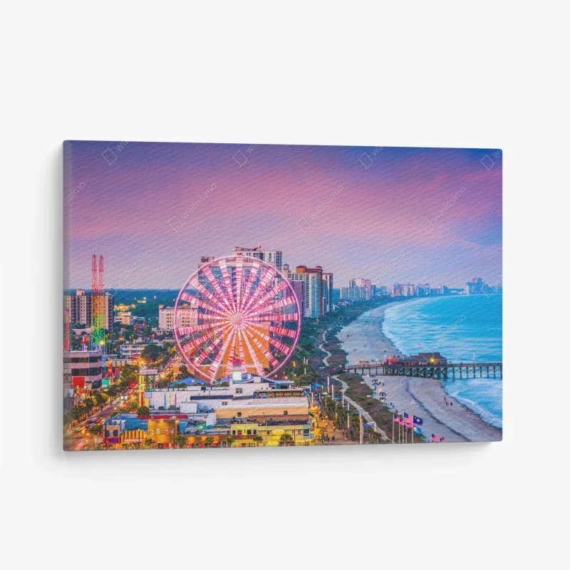 Canvas print Myrtle Beach sunset skyline with ferris wheel