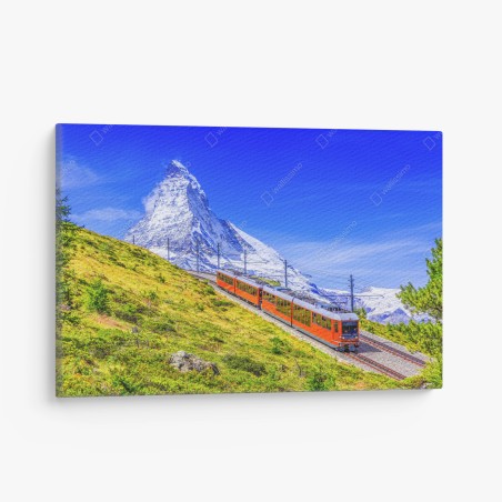 Canvas print Gornergrat train beneath Matterhorn • Wallissimo®