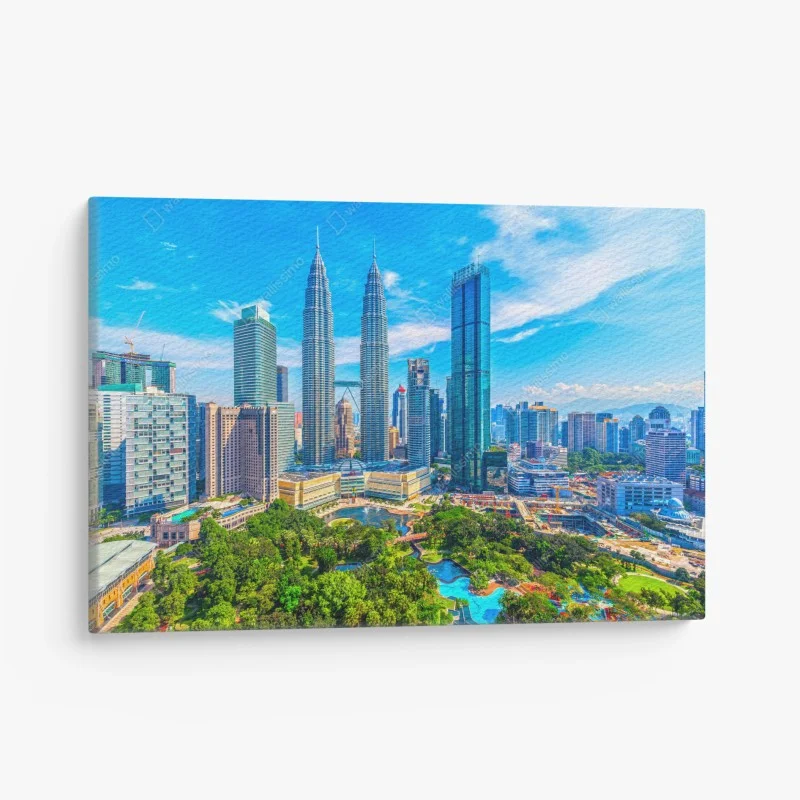 Canvas print Kuala Lumpur skyline with Petronas Towers
