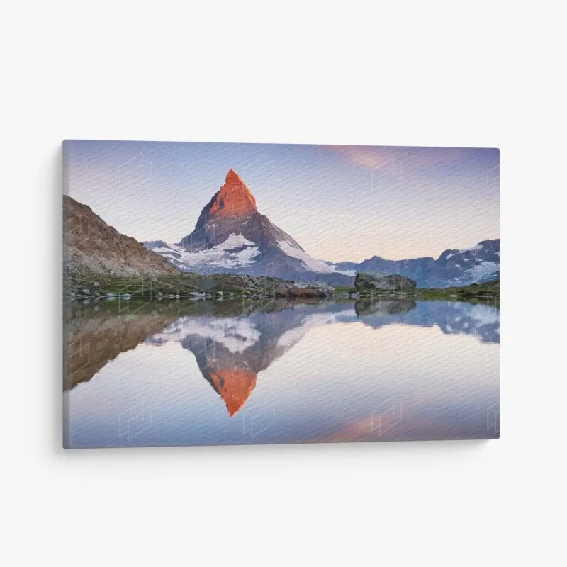Canvas print Matterhorn sunrise reflection over alpine lake