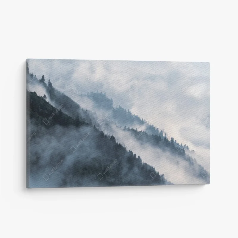 Canvas print mist-covered mountain ridges