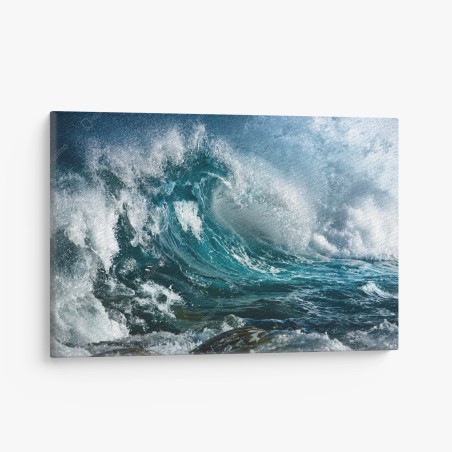 Canvas print turquoise ocean wave in motion • Wallissimo®