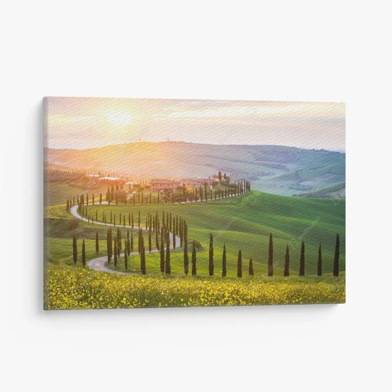 Canvas print sunrise over rolling hills in Tuscany