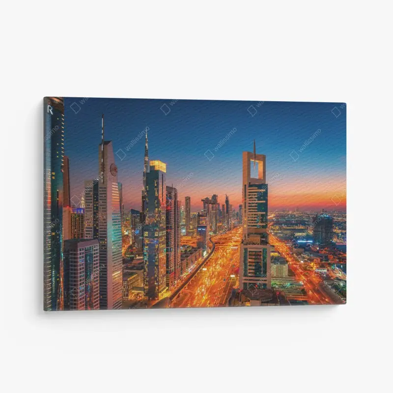 Canvas print Dubai skyline at dusk