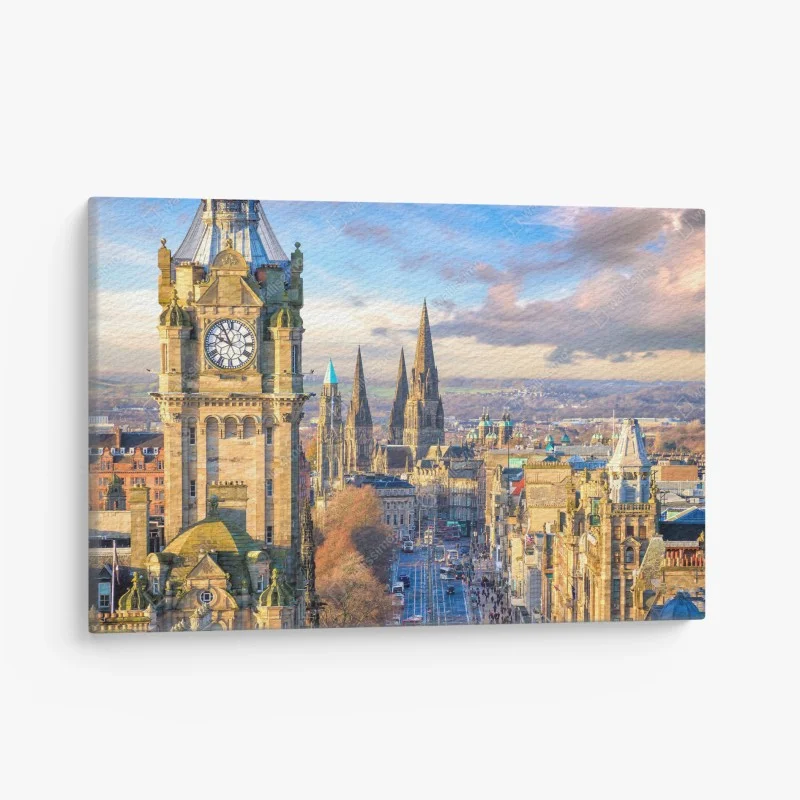 Canvas print Edinburgh skyline with castle and clock tower
