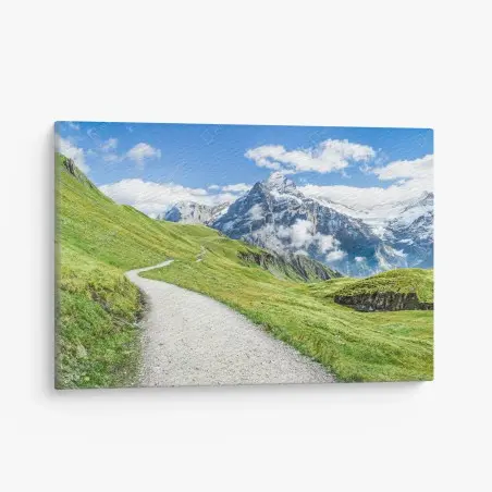 Canvas print alpine mountain trail panorama • Wallissimo®
