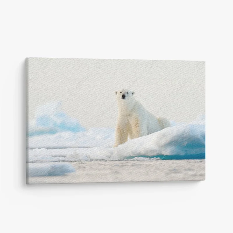 Canvas print polar bear on Arctic ice, Svalbard