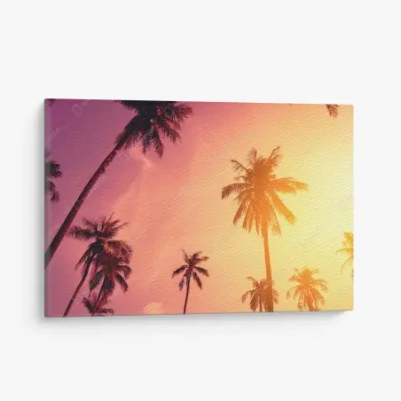 Canvas print tropical palm sunset • Wallissimo®