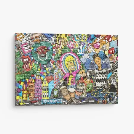 Canvas print colorful urban graffiti mural • Wallissimo®