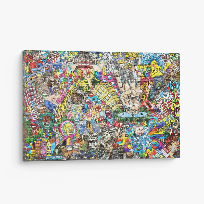 Canvas print colorful urban music mural collage