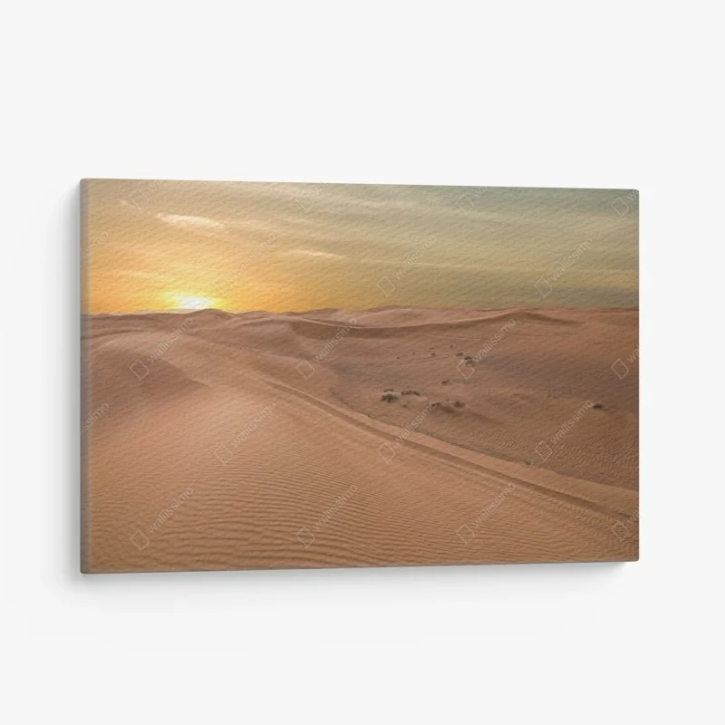 Canvas print sunset over UAE desert dunes