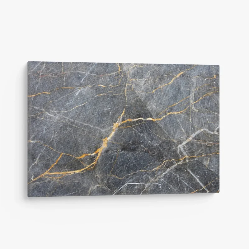 Canvas print dark gray marble with gold veins