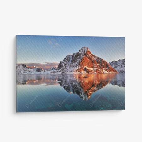 Canvas print Lofoten sunrise mountain reflection • Wallissimo®