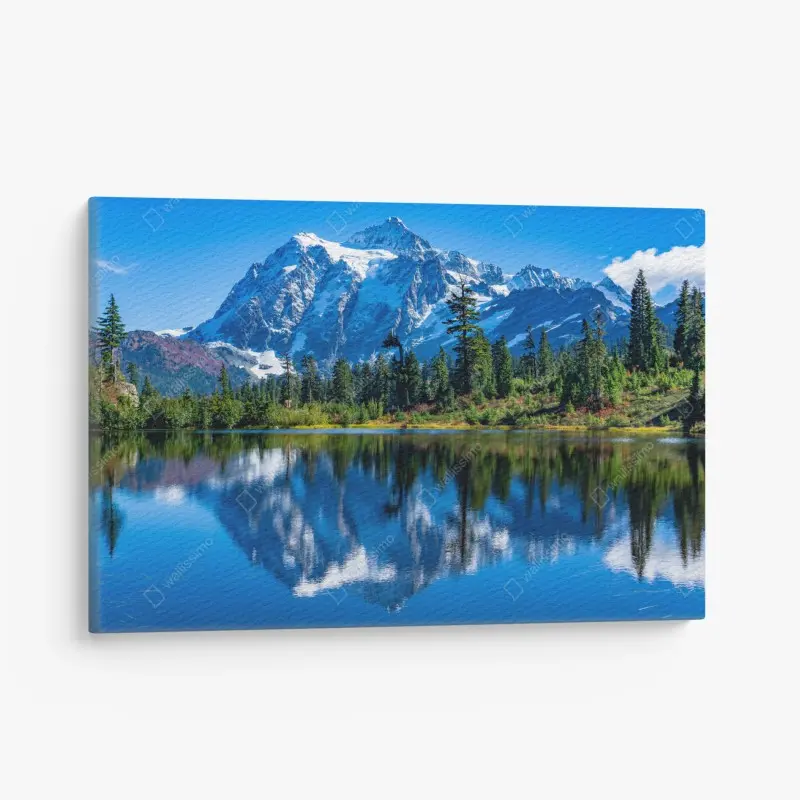 Canvas print majestic mountain reflection over alpine lake