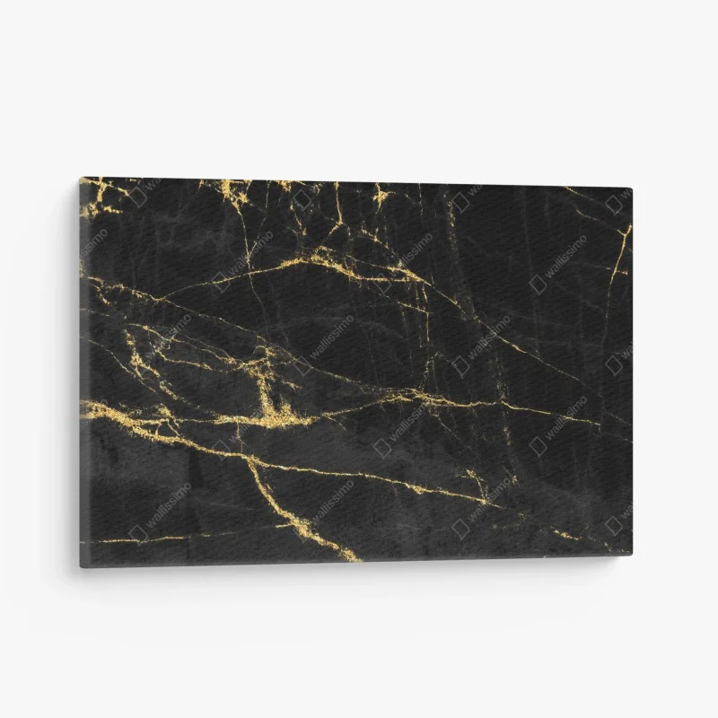 Canvas print luxury black marble with gold veins