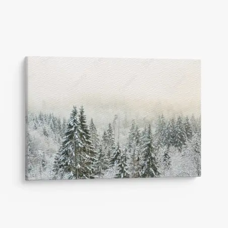 Canvas print winter forest in soft fog • Wallissimo®