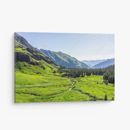 Canvas print serene alpine valley landscape • Wallissimo®