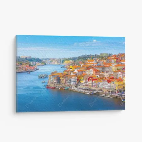 Canvas print Porto riverside panorama • Wallissimo®
