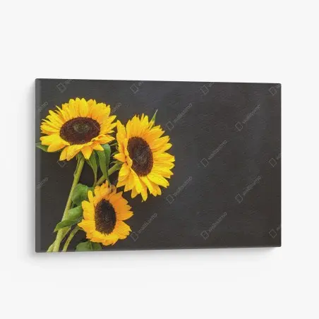Canvas print sunflower bouquet on chalkboard background • Wallissimo®