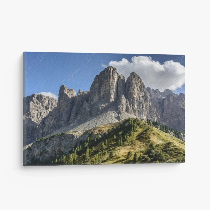 Canvas print majestic mountain peaks at sunlit ridge