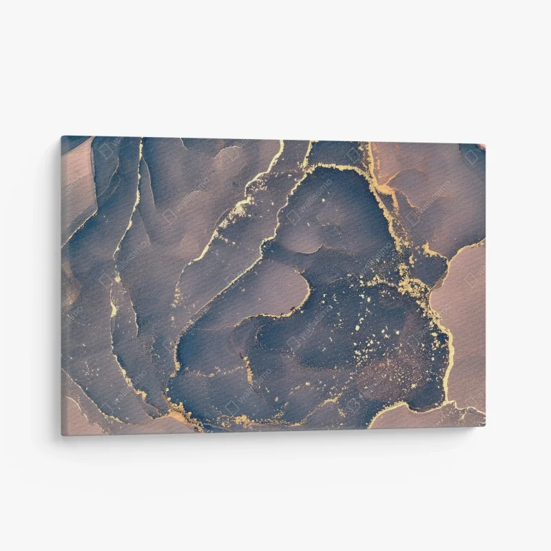 Canvas print navy and gold marble abstract