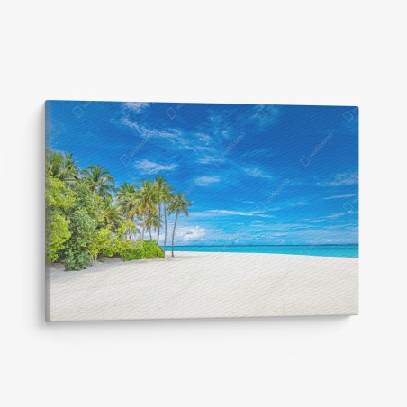 Canvas print tropical beach with palm trees • Wallissimo®