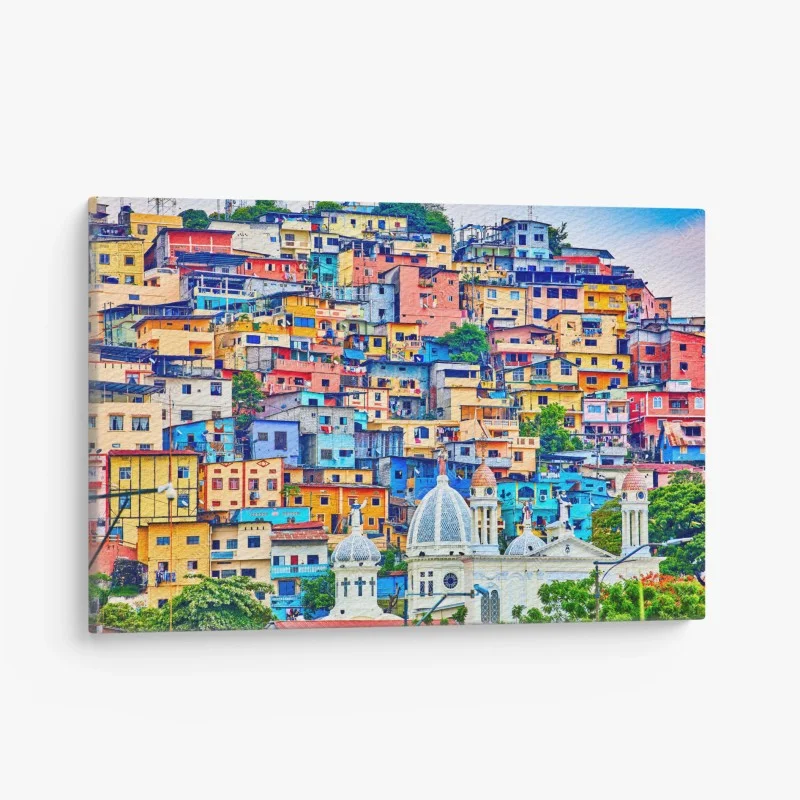 Canvas print colorful houses of Las Peñas on Santa Ana Hill, Guayaquil