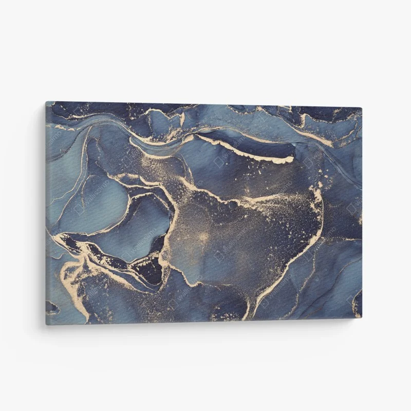 Canvas print dreamy navy and gold fluid art