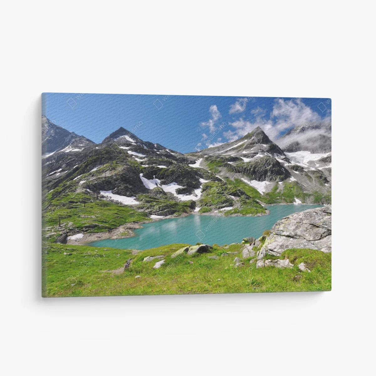 Canvas print alpine turquoise mountain lake panorama ⁕ Wallissimo® Canvas print alpine turquoise mountain lake panorama ⁕ Wallissimo®